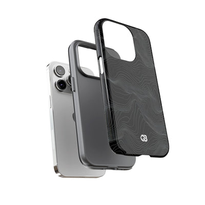 Black Tough Phone Case for iPhone - Obsidian Topo Wireframe