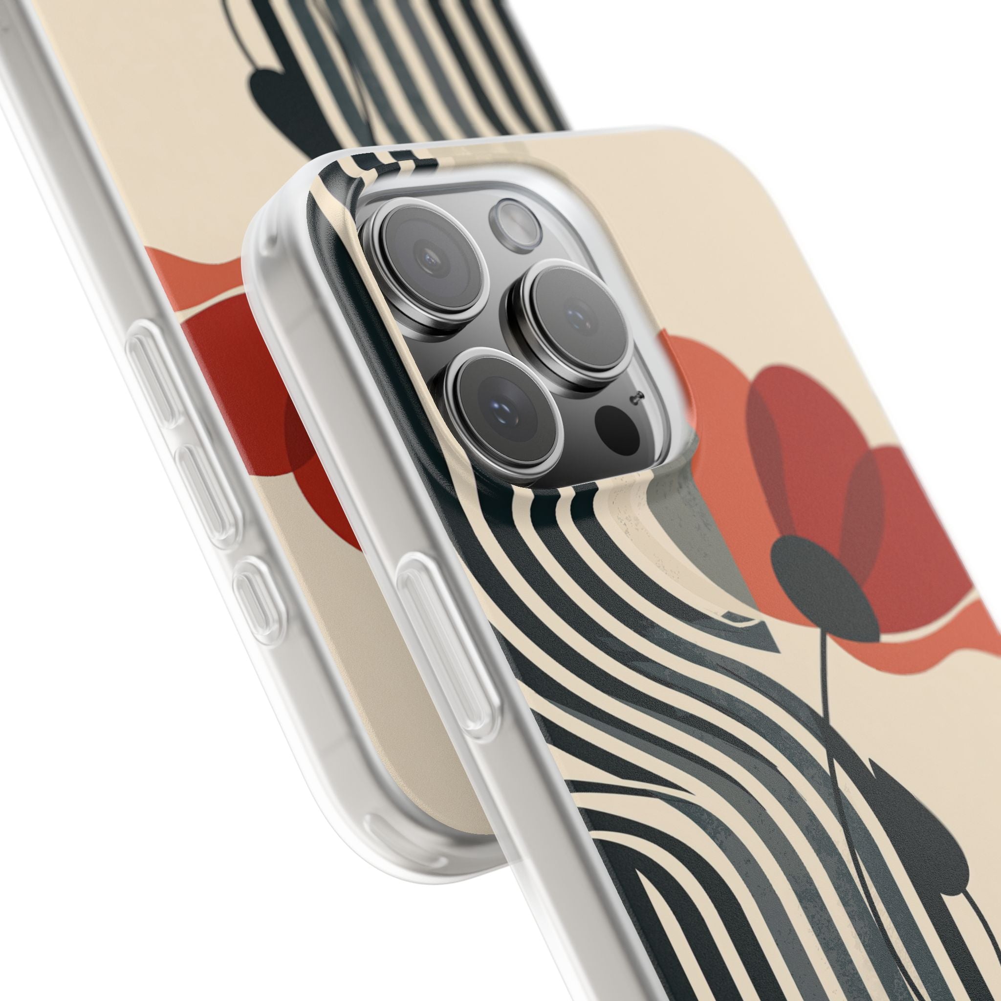 Beige Lite Phone Case for iPhone - Crimson Line Bloom