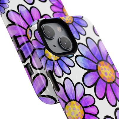 Violet Grunge Bloom · Tough+ Handyhülle für iPhone · Magsafe