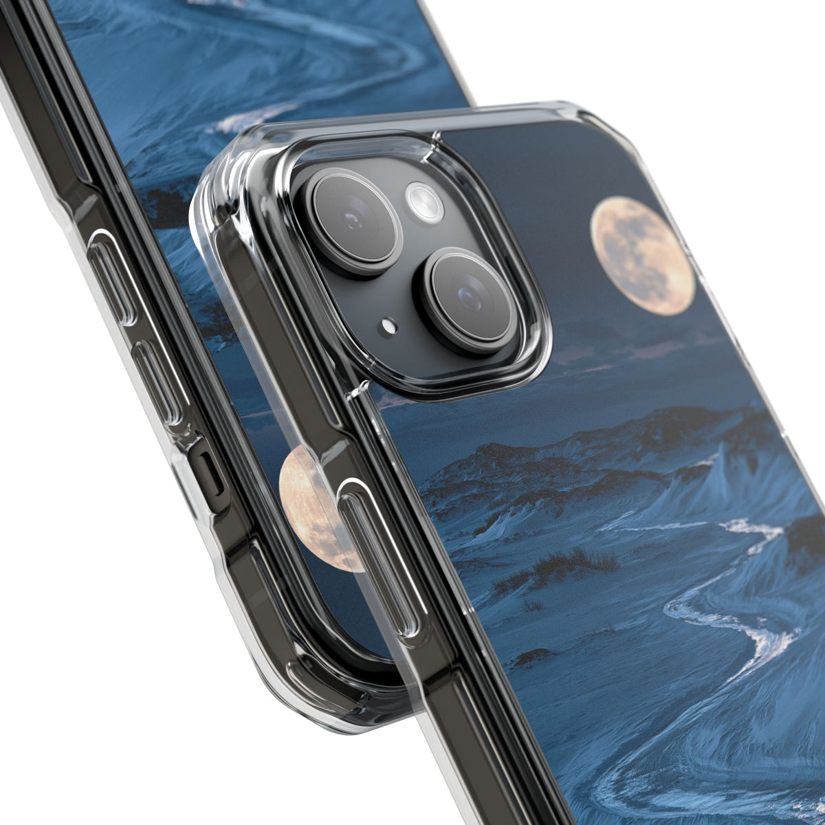 Arctic Moon Drift · Clear Impact Magnetic Phone Case for iPhone · Blue