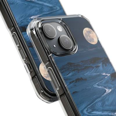 Arctic Moon Drift · Clear Impact Magnetic Phone Case for iPhone · Blue