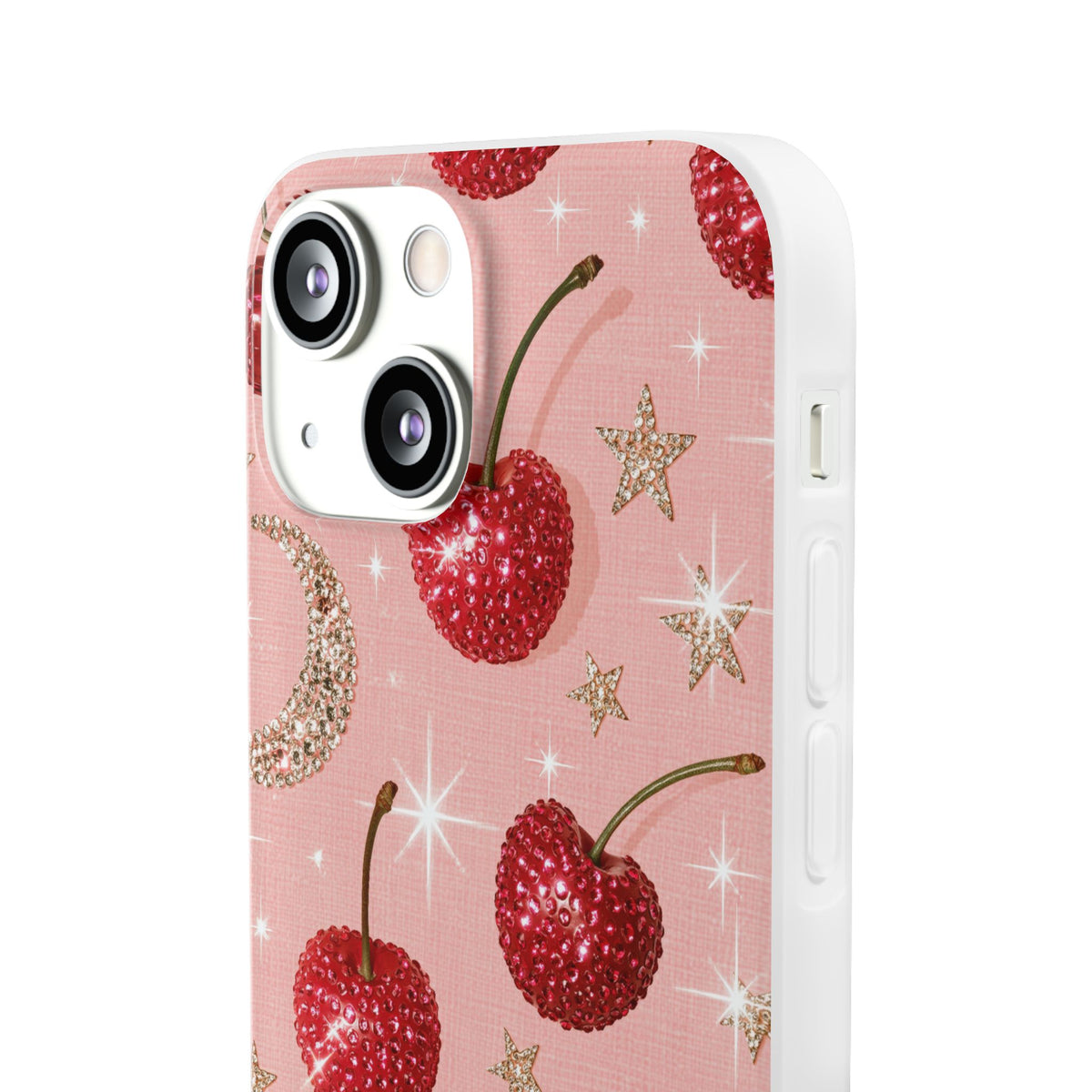 Bedazzled Ruby Cherries · Lite Phone Case for iPhone ·  Pink