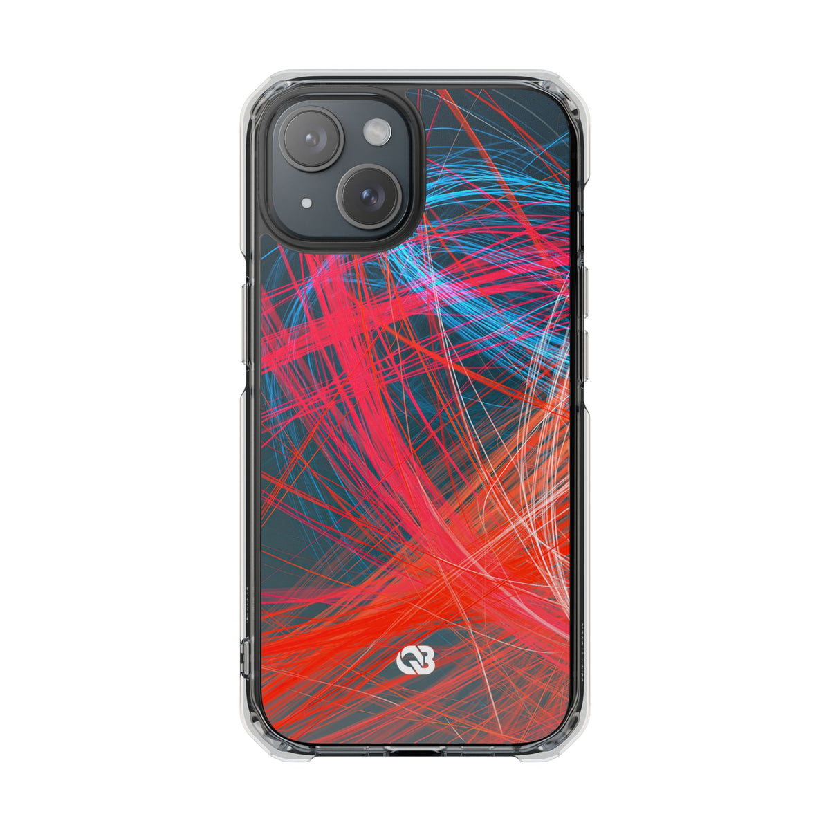 Neon Fiber Stream · Clear Impact Magnetic Phone Case for iPhone · Red