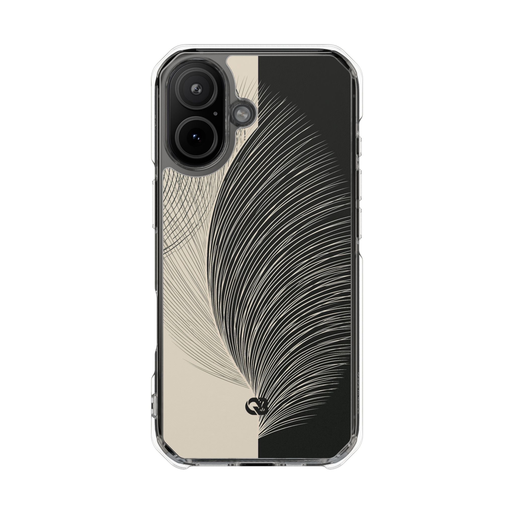 Beige Impact MagSafe Phone Case for iPhone - Obsidian Cream Plume