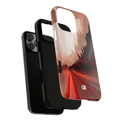 Red Tough Phone Case for iPhone - Crimson Pulse Horizon