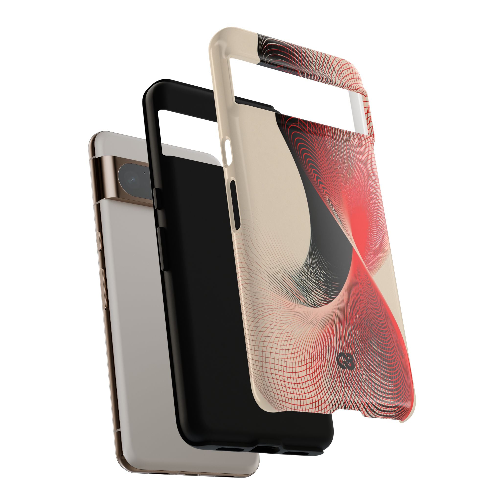 Red Tough Phone Case for Google Pixel - Crimson Grid Vortex