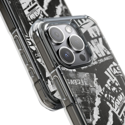 Underground Punk Collage · Clear Impact Magnetic Phone Case for iPhone · Black