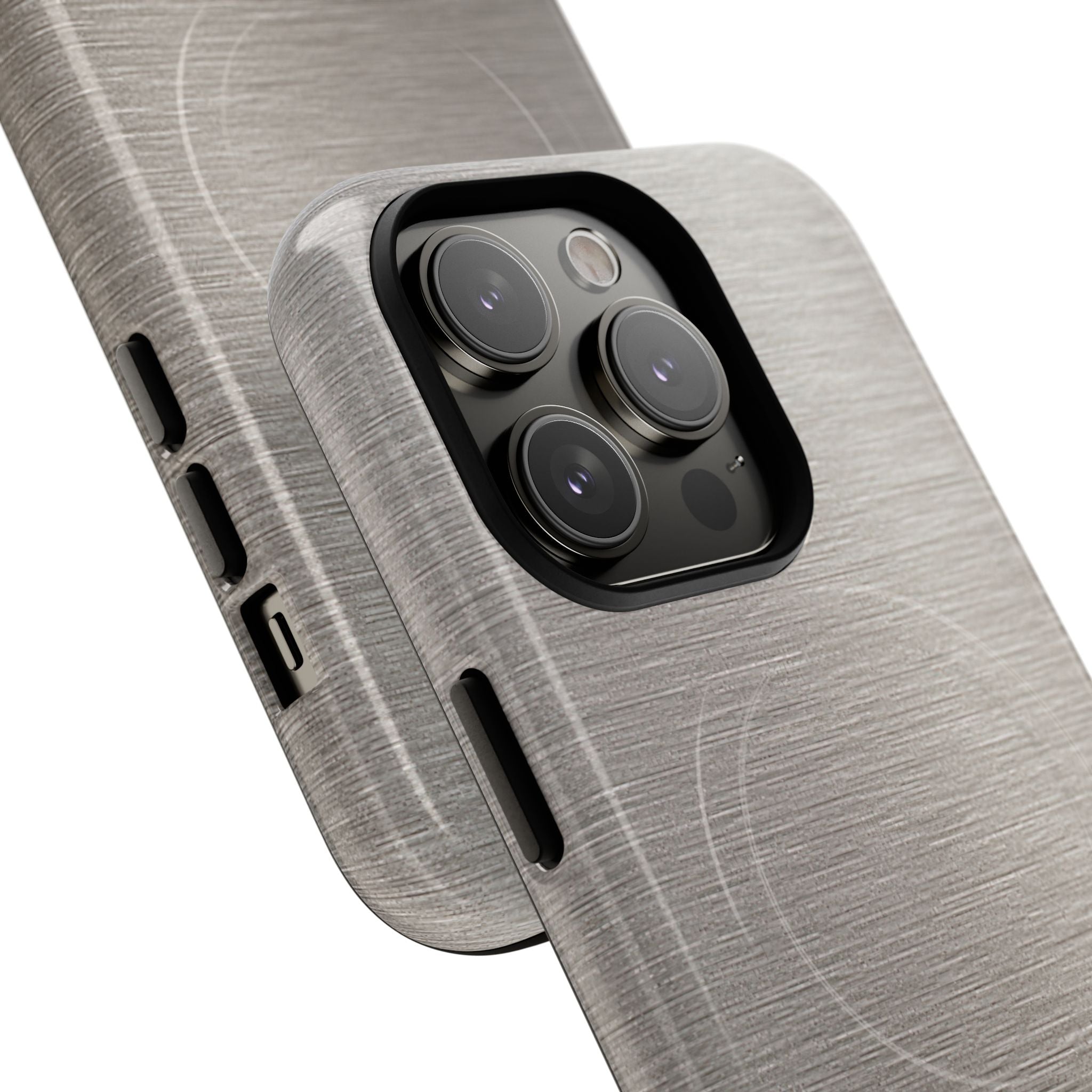 Grey Tough 2.0 Magsafe Phone Case for iPhone - Brushed Nickel Linen