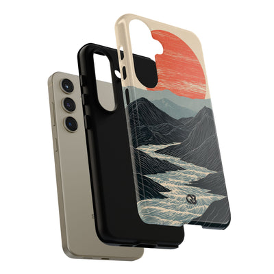 Beige Tough Phone Case for Samsung - Crimson Ridge Flow