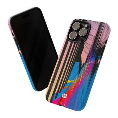 Blue Tough Phone Case for iPhone - Fractured Data Skyline
