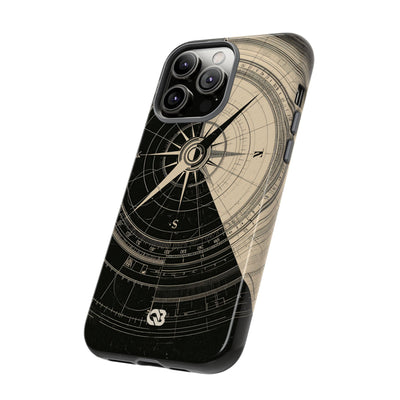 Beige Tough Phone Case for iPhone - Obsidian Nautical Blueprint