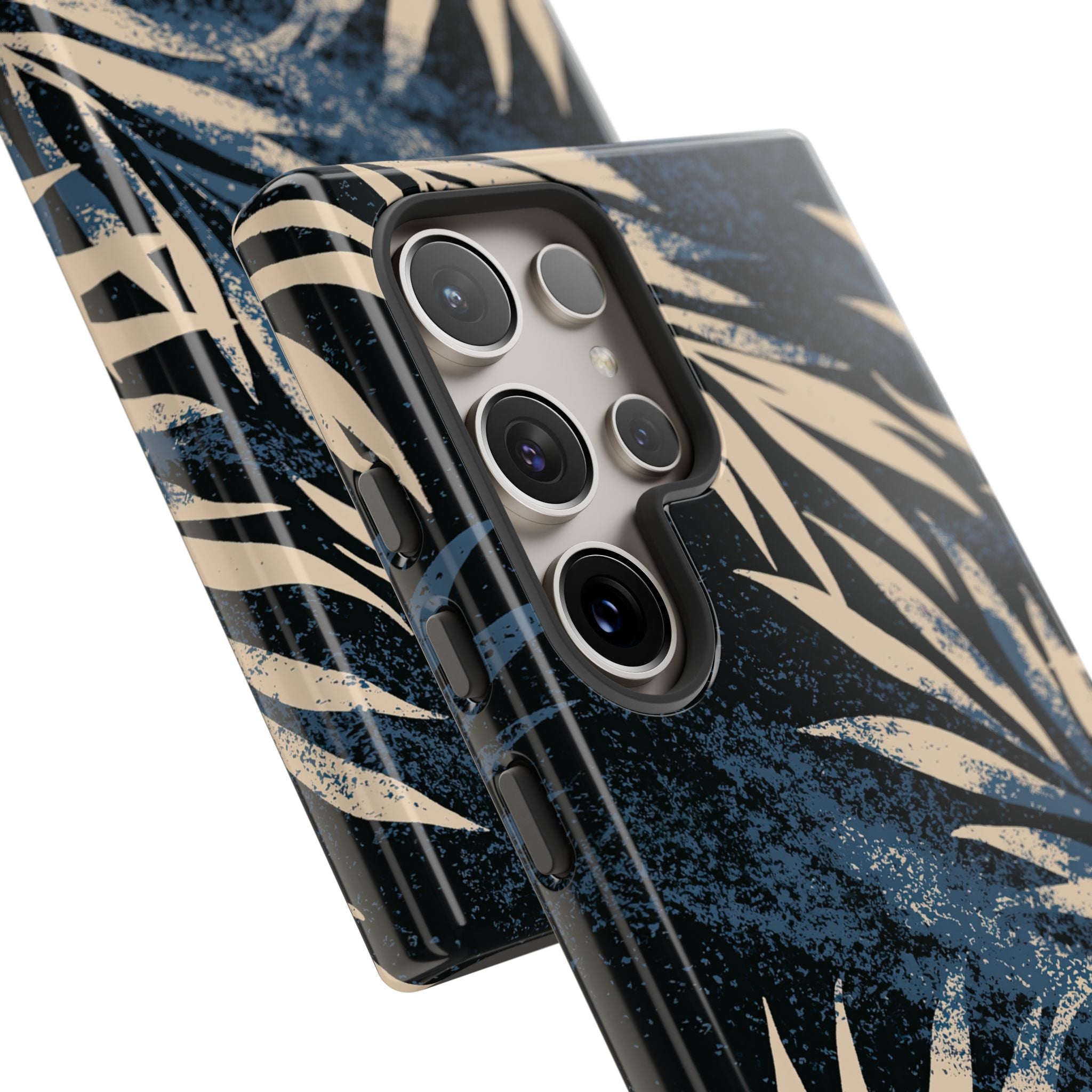 Blue Tough Phone Case for Samsung - Midnight Indigo Palm