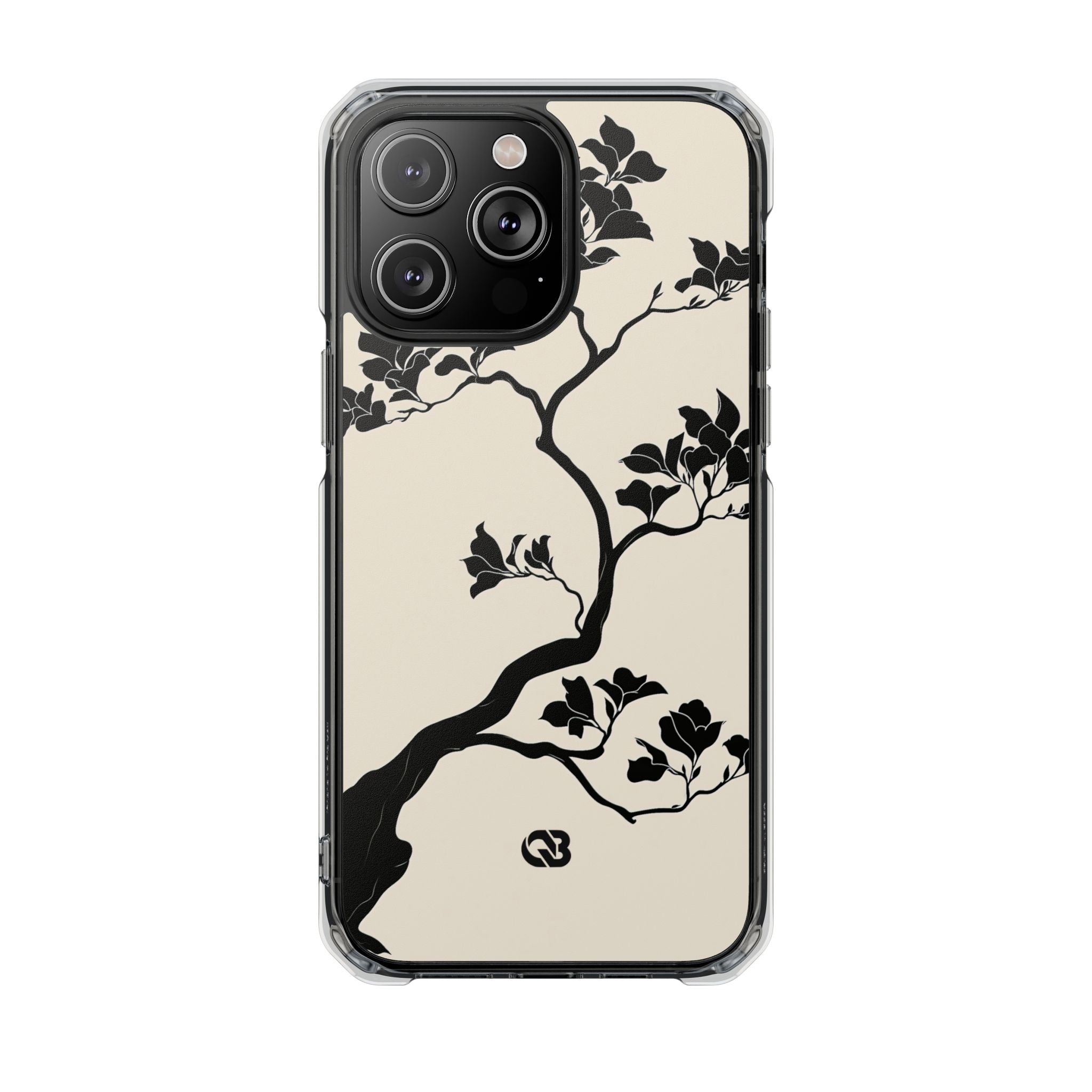 Beige Impact MagSafe Phone Case for iPhone - Obsidian Bonsai Silhouette