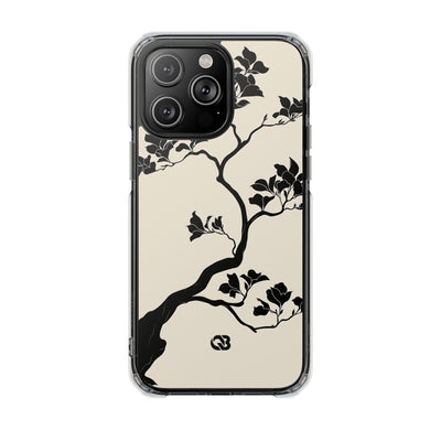 Beige Impact MagSafe Phone Case for iPhone - Obsidian Bonsai Silhouette