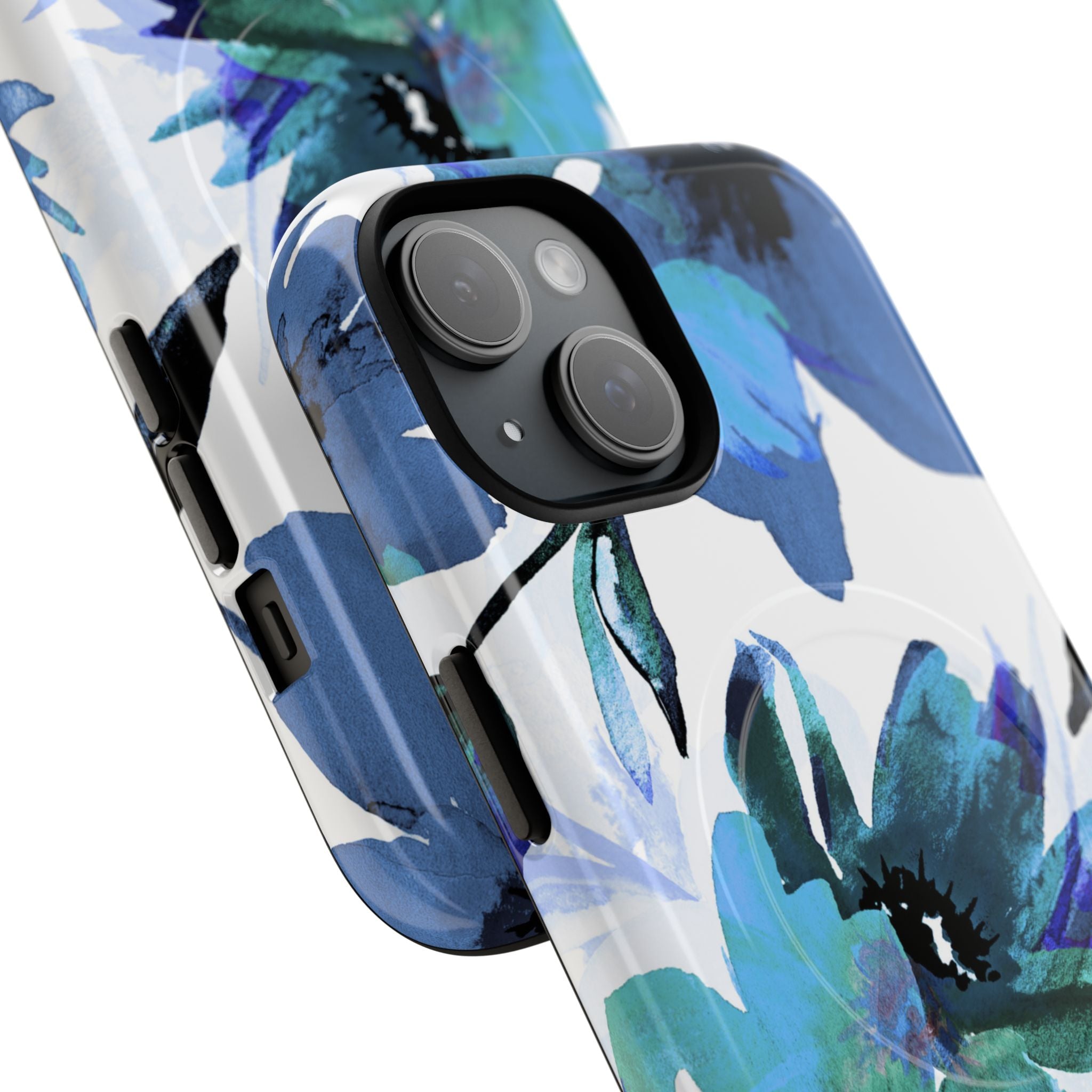 Blue Blossom Radiance iPhone 15 Skal - Tough+