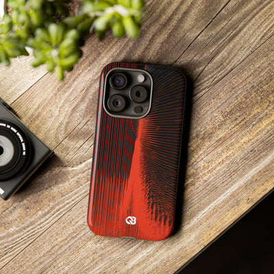 Red Tough Phone Case for iPhone - Crimson Frequency Pulse