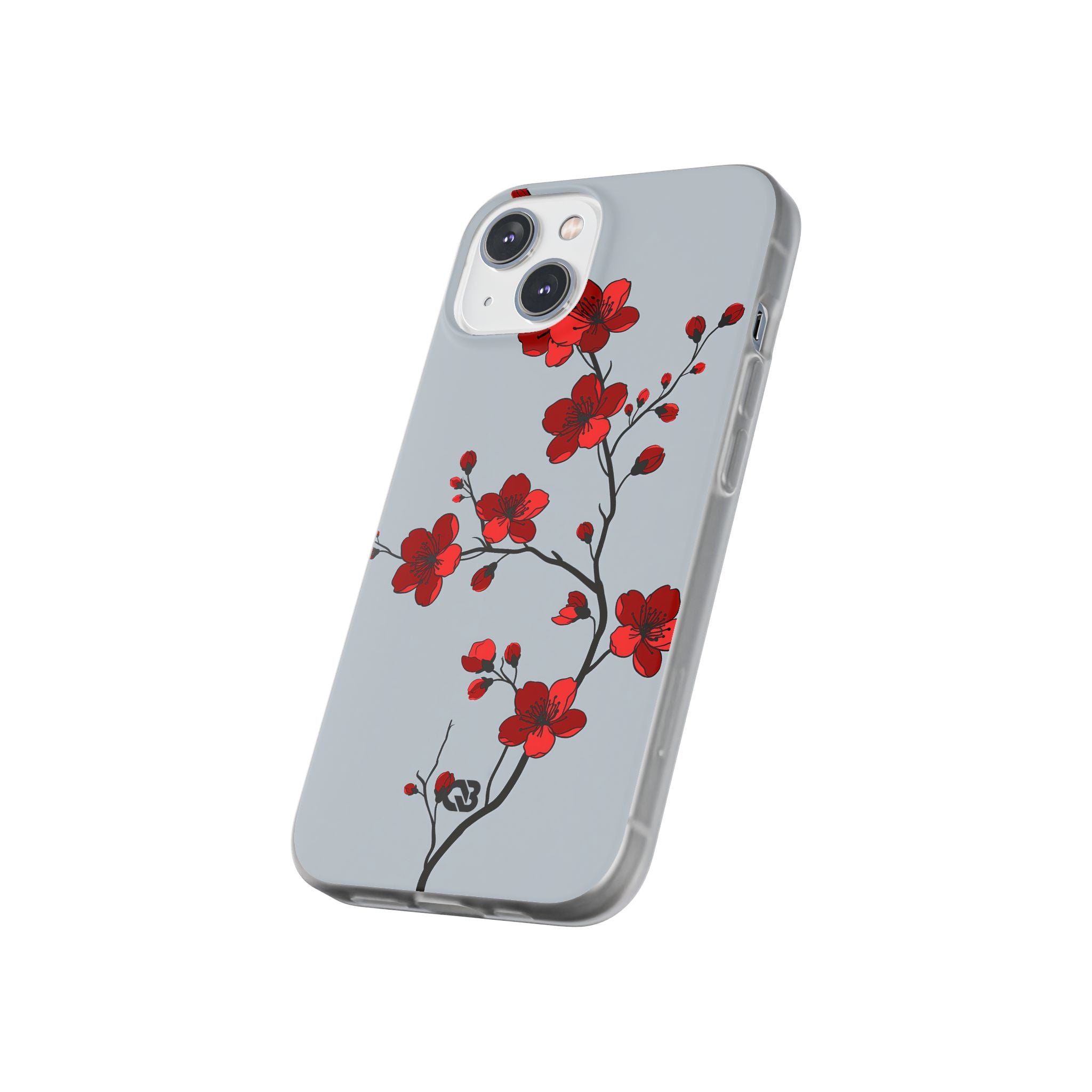 Grey Lite Phone Case for iPhone - Crimson Blossom Onyx