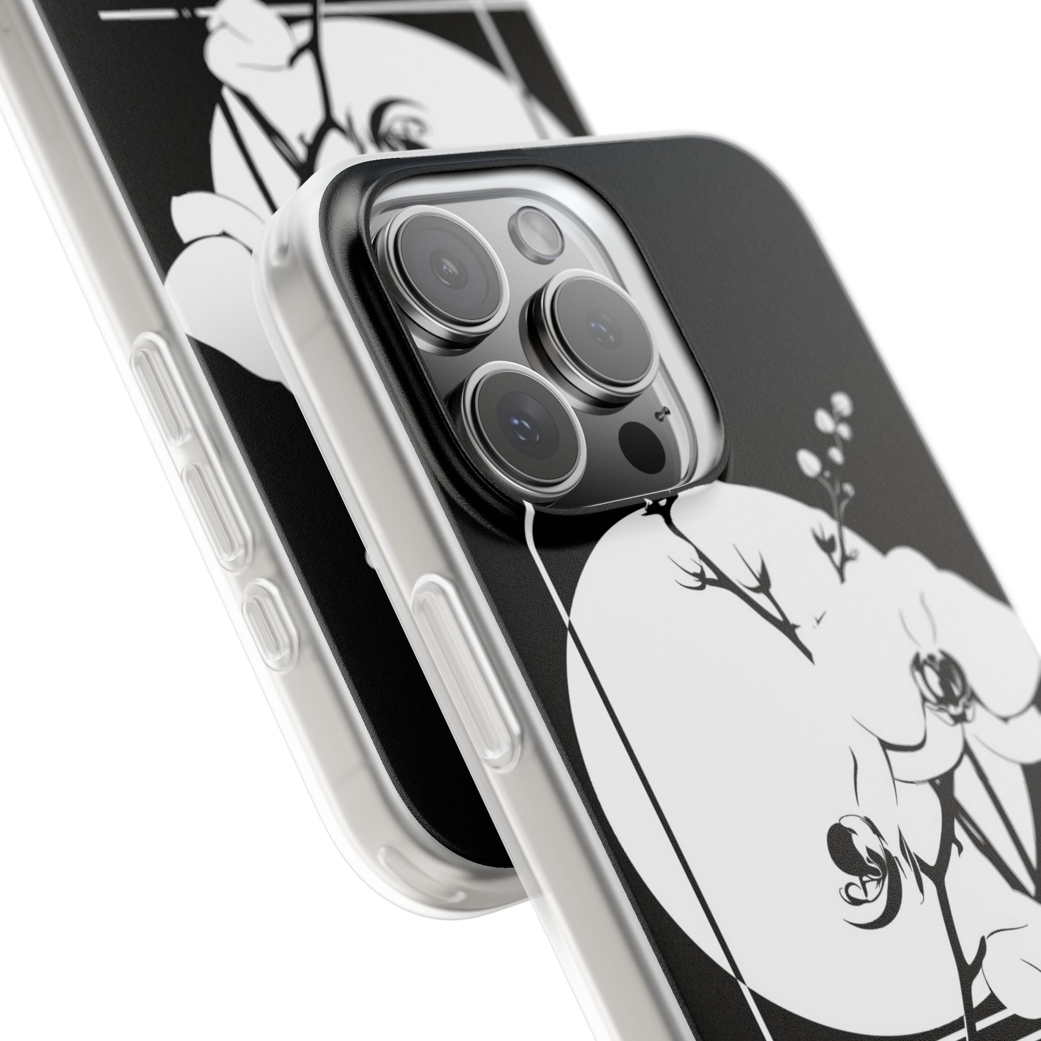 Black Lite Phone Case for iPhone - Lunar Orchid Grid