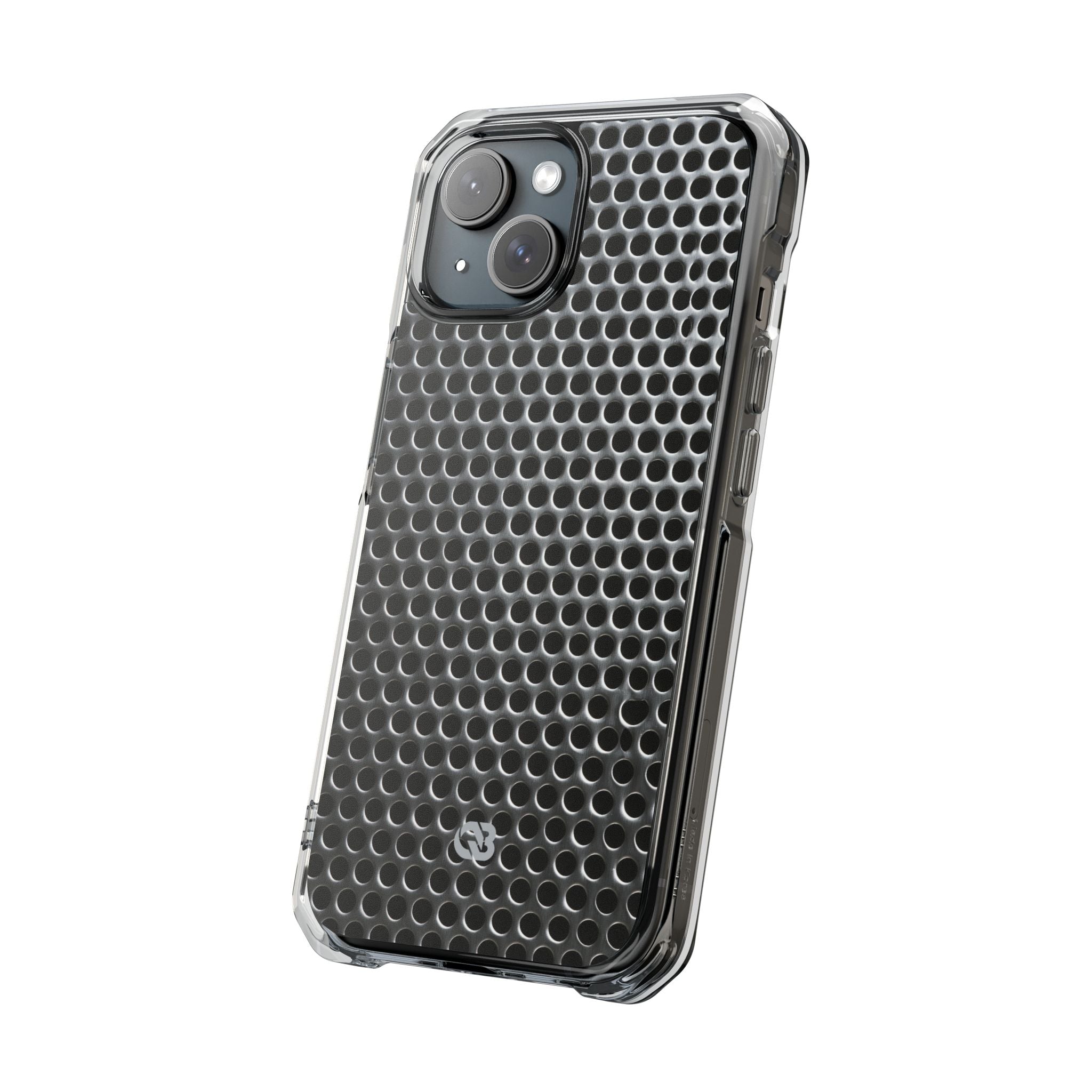 Silver Impact MagSafe Phone Case for iPhone - Brutalist Steel Mesh