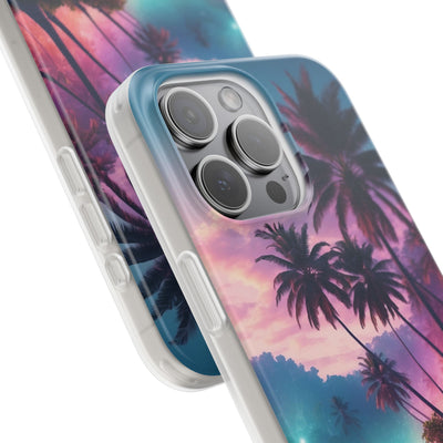 Neon Shore Palms · Soft Phone Case for iPhone