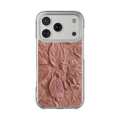 Blush Rose Relief · Clear Impact Magnetic Phone Case for iPhone · Pink