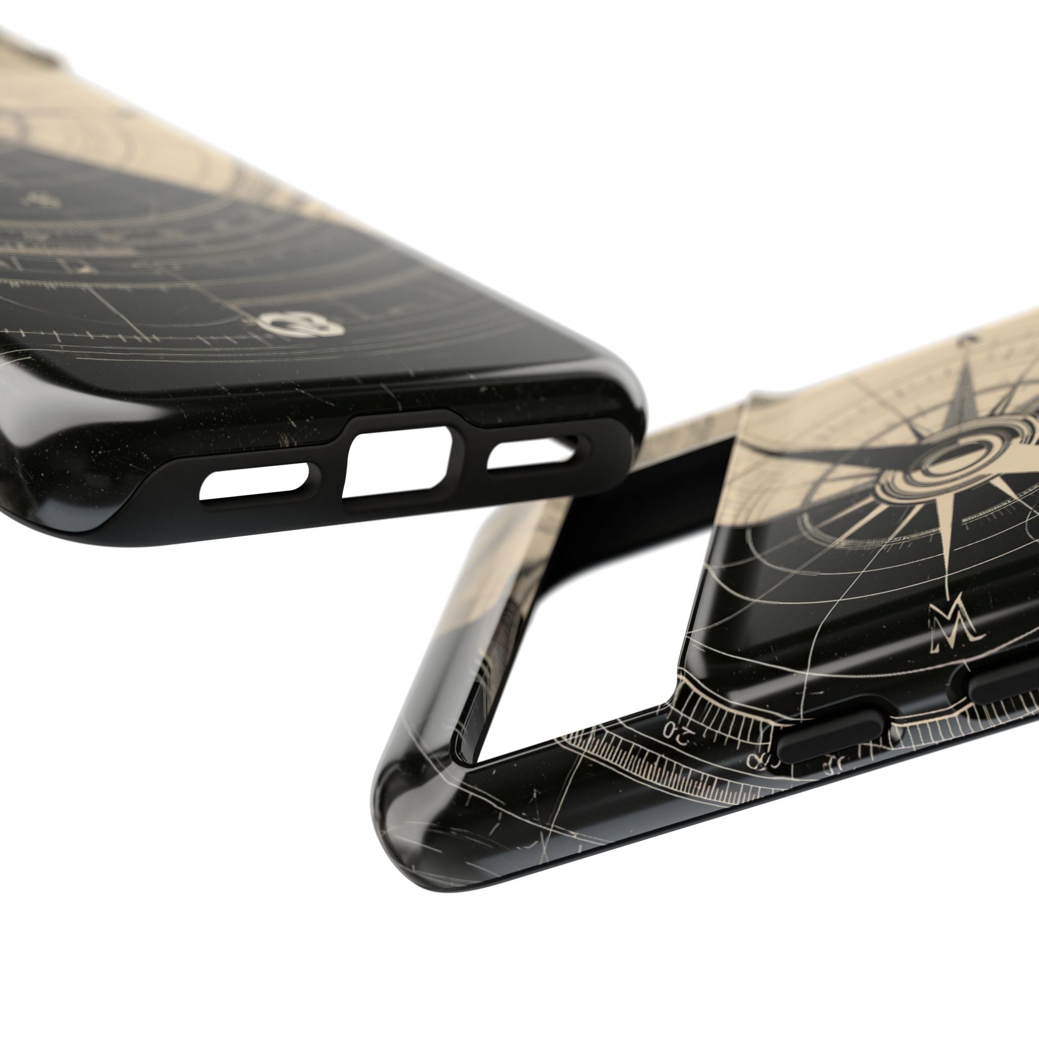 Beige Tough Phone Case for Google Pixel - Obsidian Nautical Blueprint