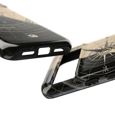 Beige Tough Phone Case for Google Pixel - Obsidian Nautical Blueprint