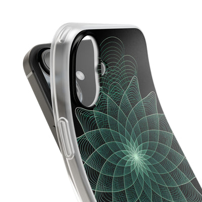 Green Lite Phone Case for iPhone - Cyan Signal Bloom