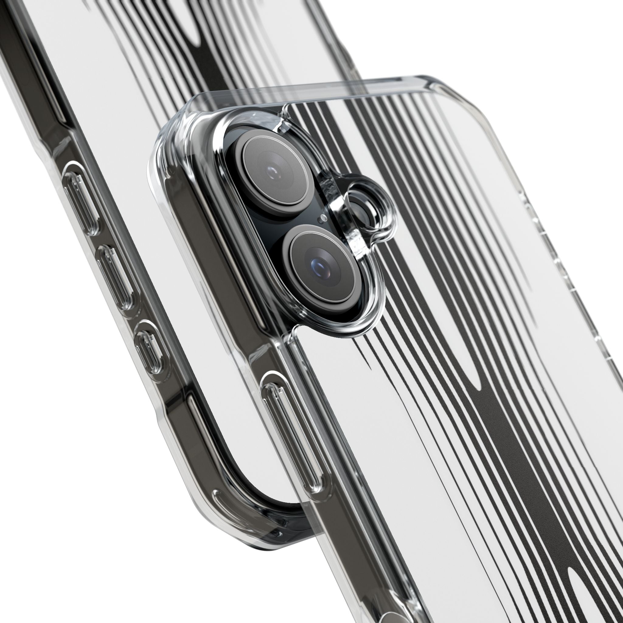 White Impact MagSafe Phone Case for iPhone - Kinetic Mono Distortion
