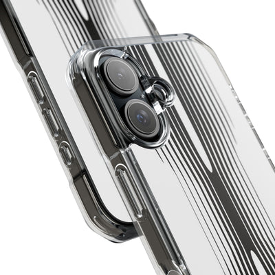 White Impact MagSafe Phone Case for iPhone - Kinetic Mono Distortion