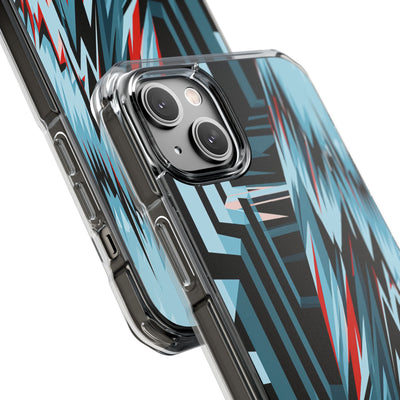 Blue Impact MagSafe Phone Case for iPhone - Glitch Peak Cyan
