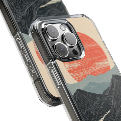 Beige Impact MagSafe Phone Case for iPhone - Crimson Ridge Flow