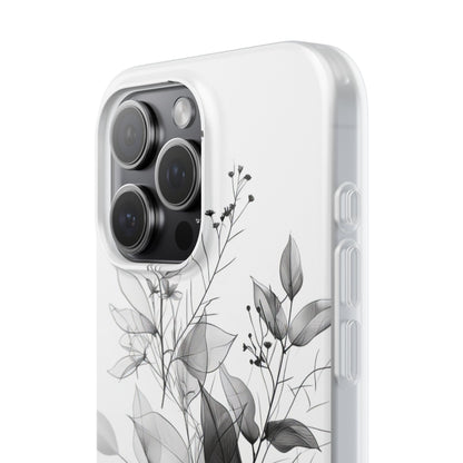 Veined Leaves Gray iPhone 15 Pro Max Case - Soft