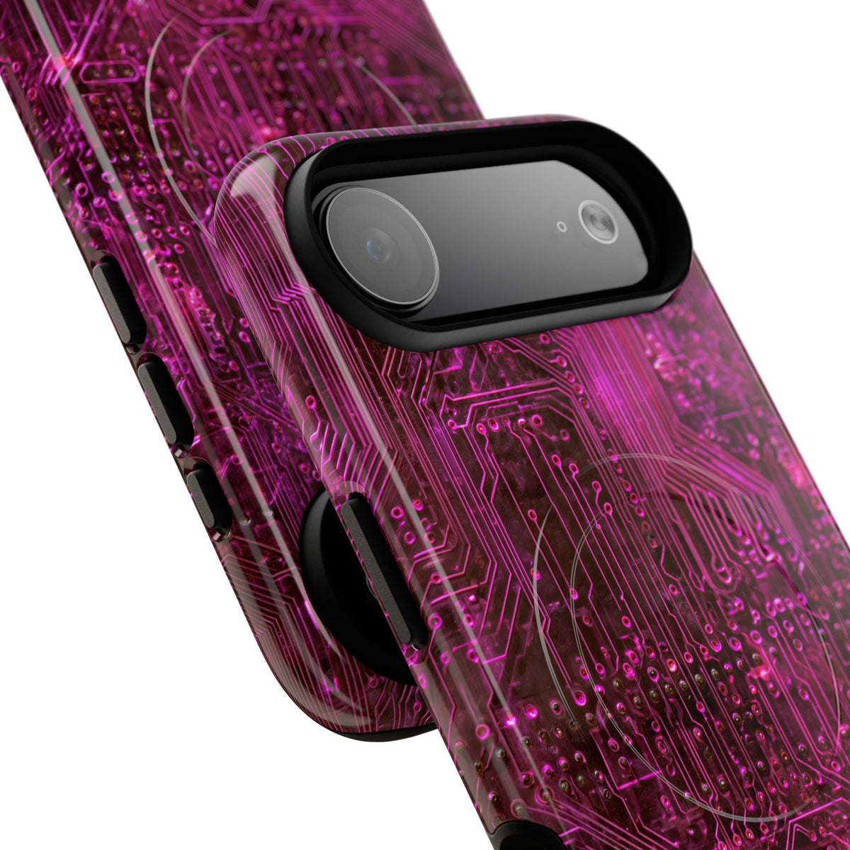 Magenta Circuit Trace · Tough 2.0 Magnetic Phone Case for iPhone · Pink