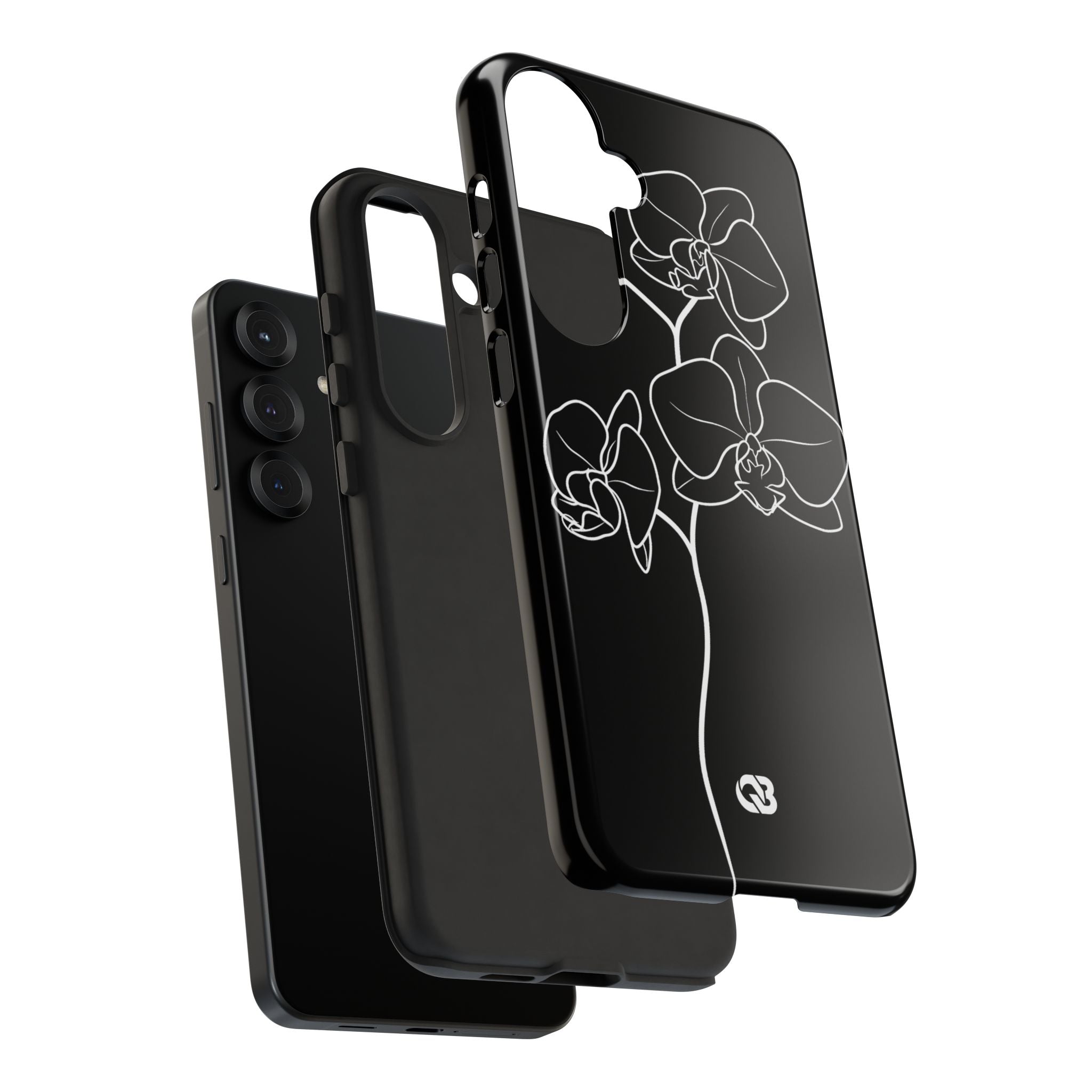 Black Tough Phone Case for Samsung - Noir Alabaster Orchid