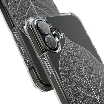 Black Impact MagSafe Phone Case for iPhone - Bleached Leaf Lattice