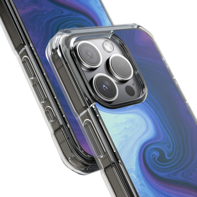 Azure Fluid Swirl · Clear Impact Magnetic Phone Case for iPhone · Blue