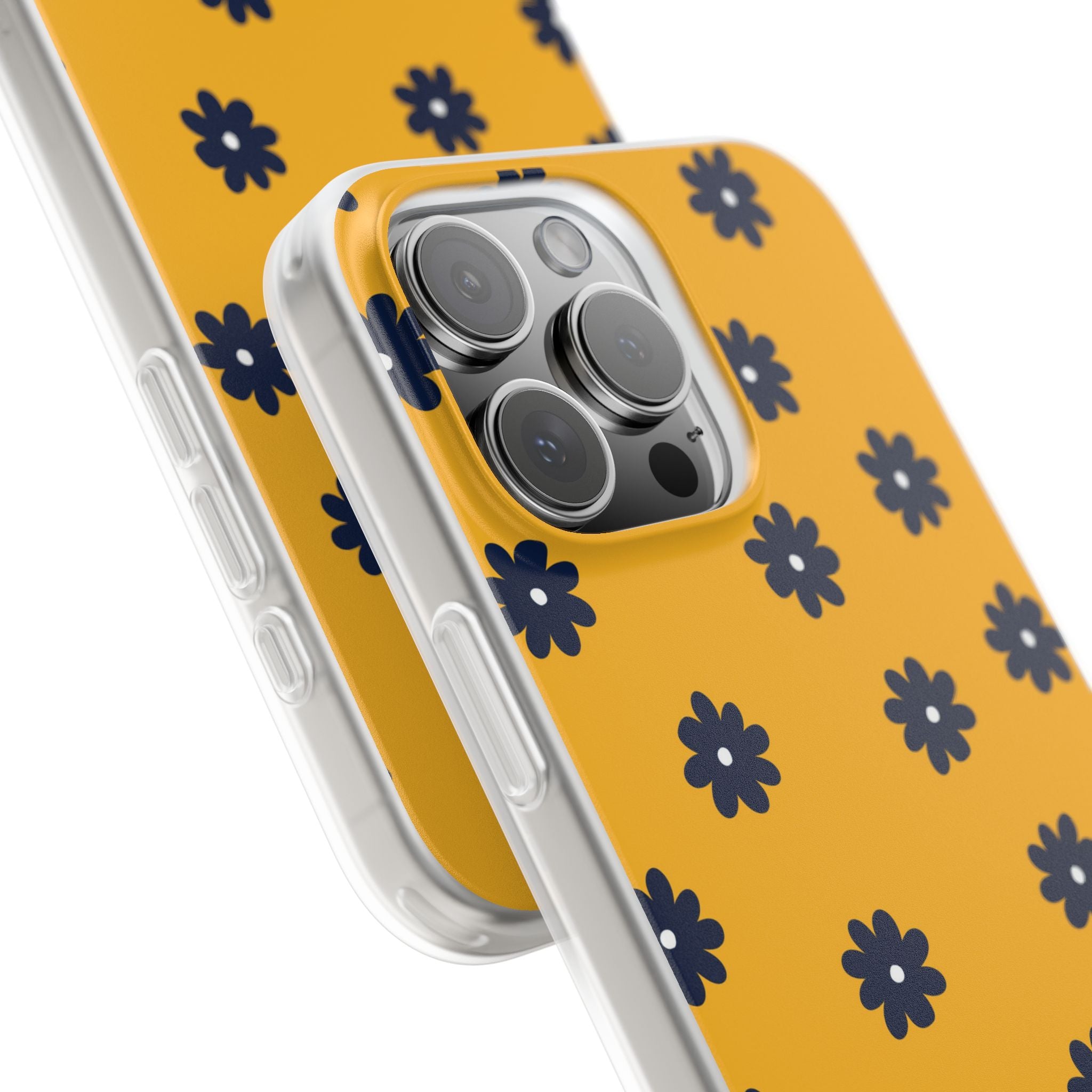 Navy Daisy Mustard · Soft Phone Case for iPhone