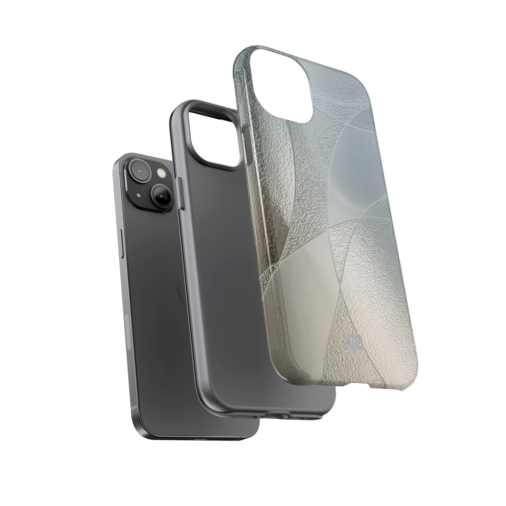 Silver Tough Phone Case for iPhone - Frosted Silver Mosaic