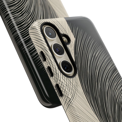 Beige Tough Phone Case for Samsung - Obsidian Cream Plume
