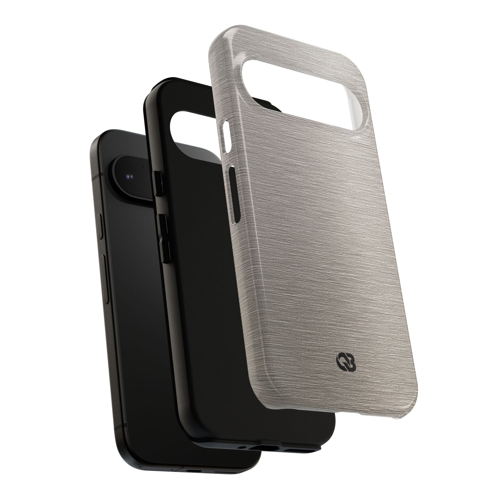 Grey Tough Phone Case for Google Pixel - Brushed Nickel Linen