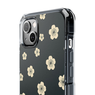 Teal Impact MagSafe Phone Case for iPhone - Obsidian Cream Petals