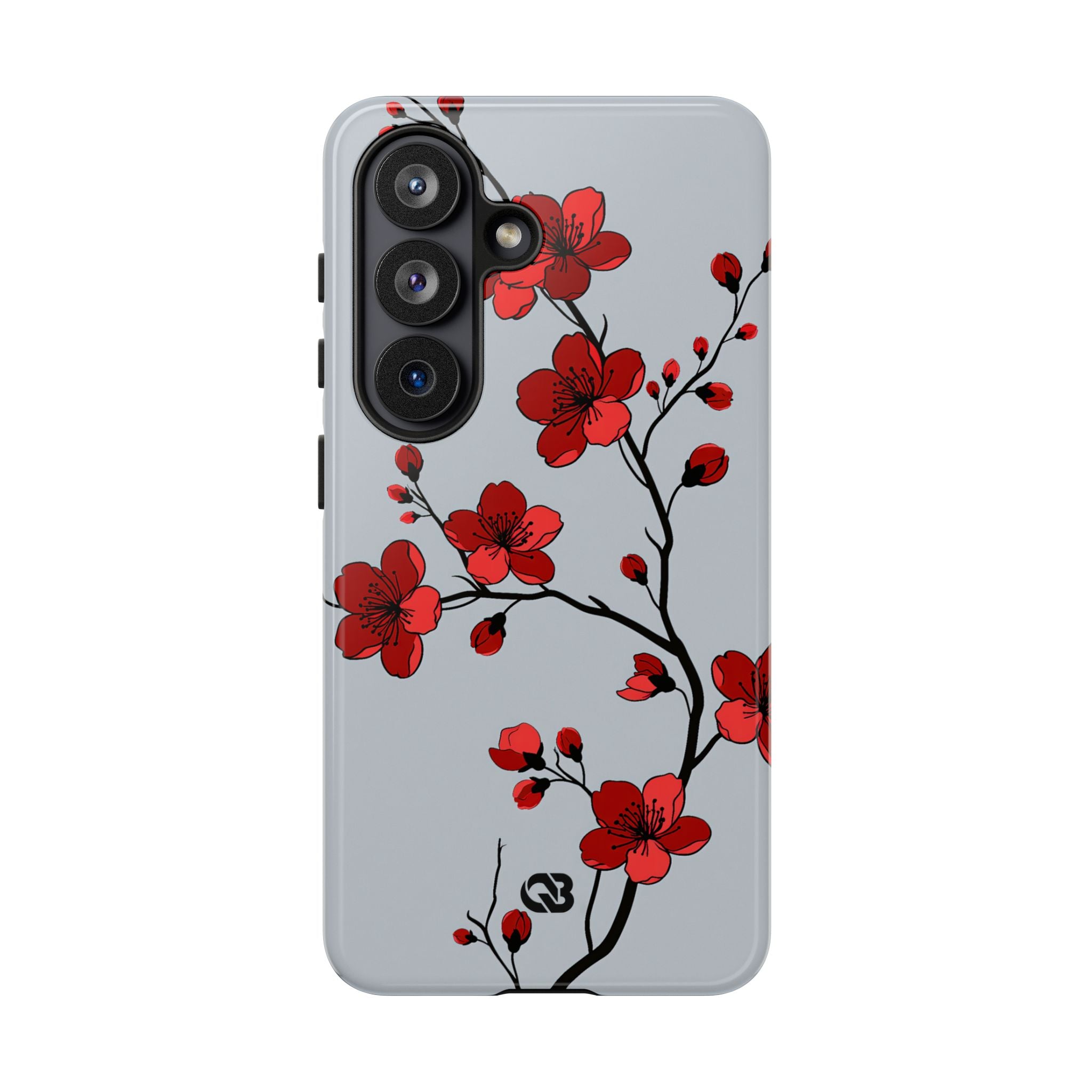 Grey Tough Phone Case for Samsung - Crimson Blossom Onyx