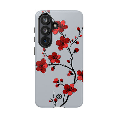 Grey Tough Phone Case for Samsung - Crimson Blossom Onyx