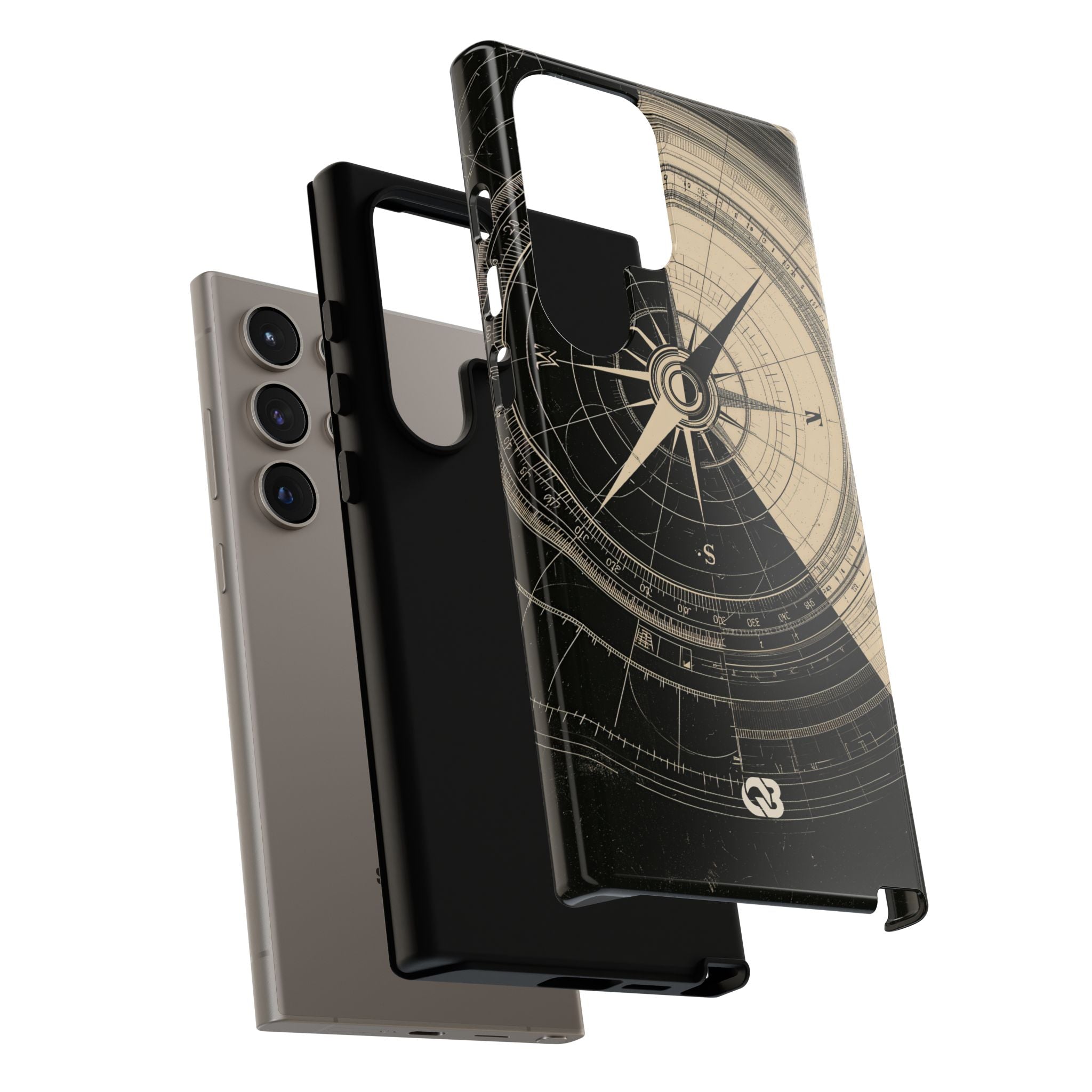Beige Tough Phone Case for Samsung - Obsidian Nautical Blueprint
