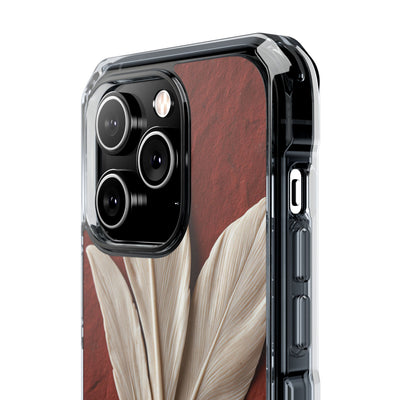 Carved Ivory Plume · Clear Impact Magnetic Phone Case for iPhone · Red