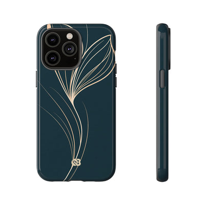 Teal Tough Phone Case for iPhone - Sandstone Silk Flora