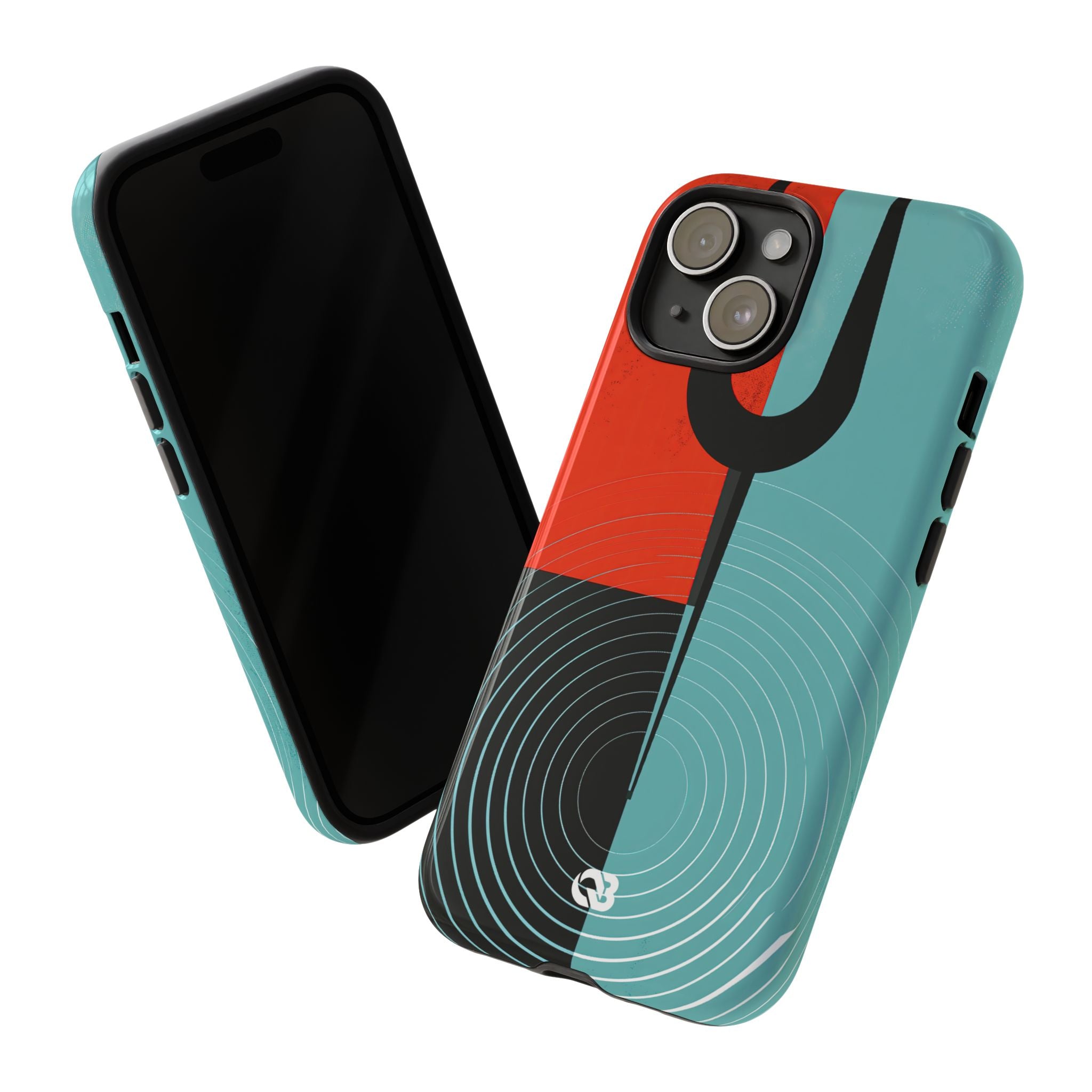 Teal Tough Phone Case for iPhone - Sonic Static Split
