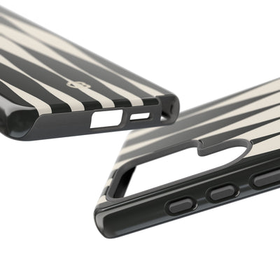 Black Tough Phone Case for Samsung - Ivory Spindle Grid