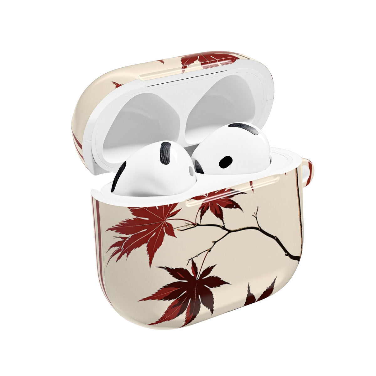 Crimson Maple Branch · Hard Case for AirPods & AirPods Pro · Beige